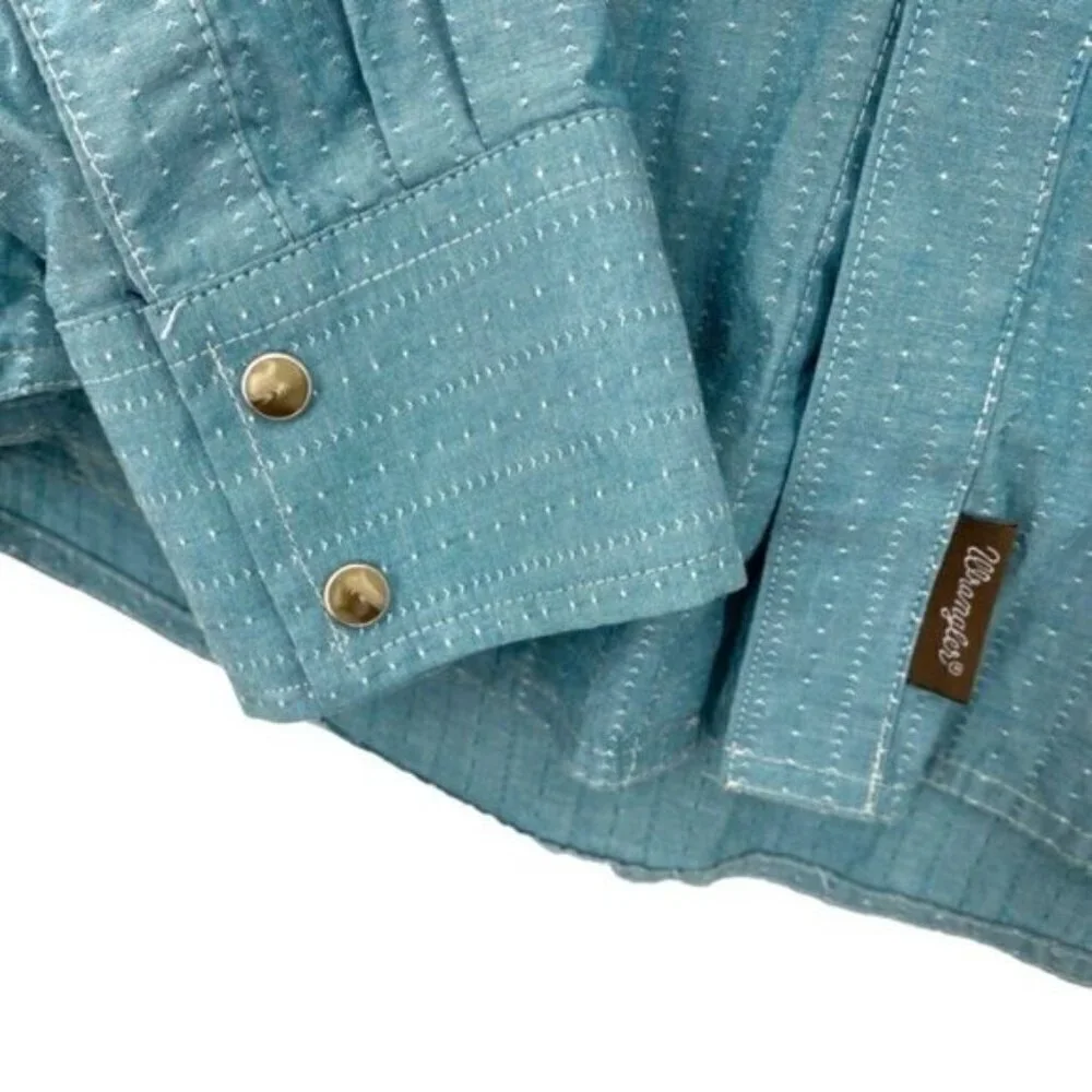 Wrangler Retro Pearl Snap Western Button Down Shirt Flap Pocket